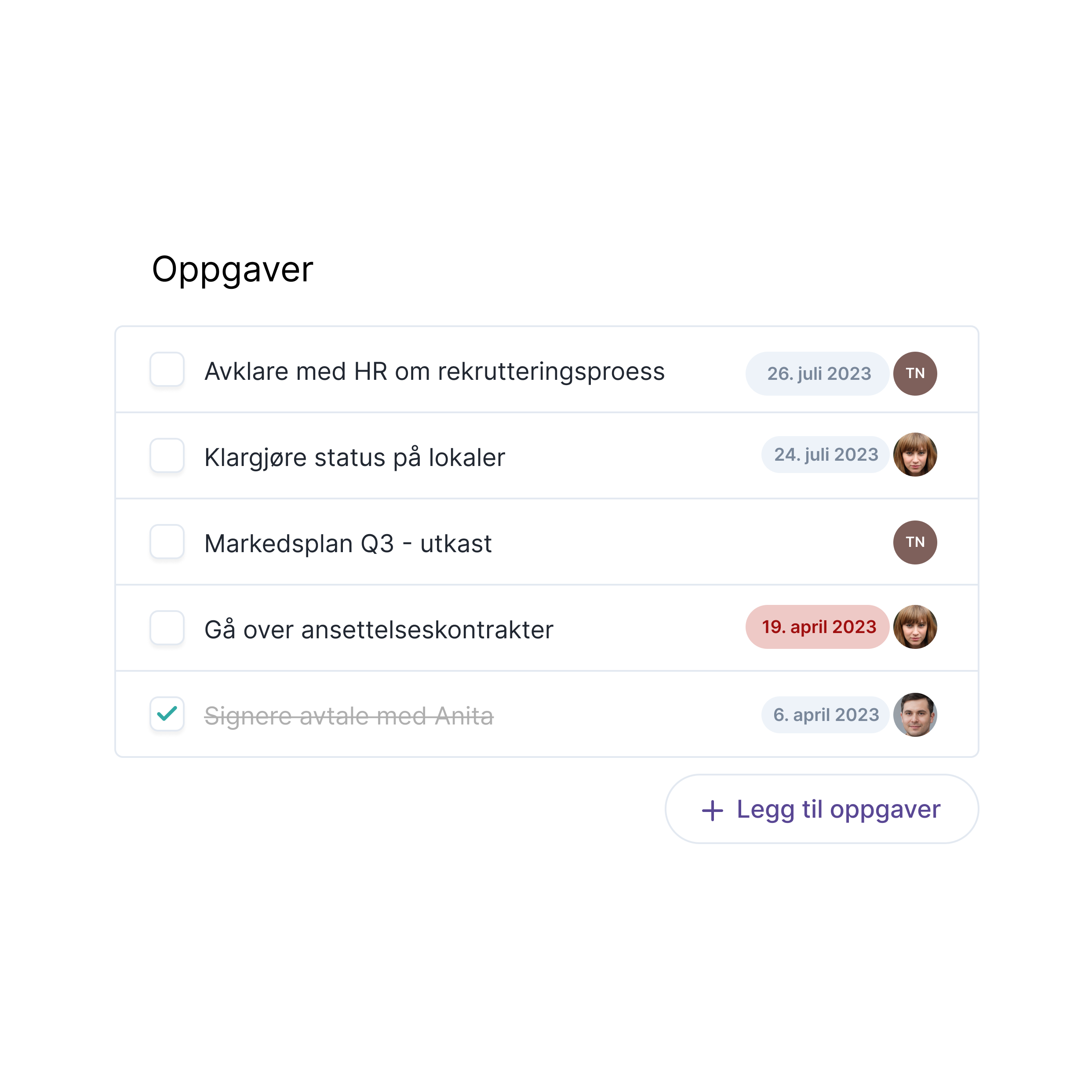 Oppfølgingsoppgaver