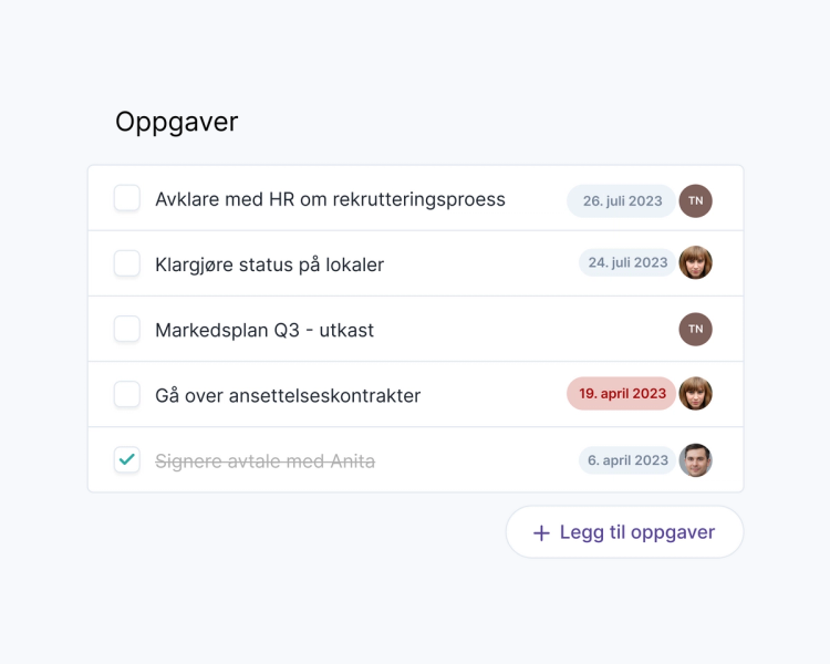 Oppfølgingsoppgaver