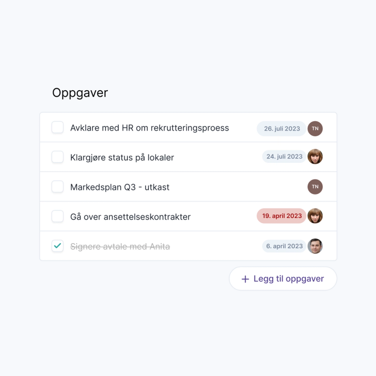 Oppfølgingsoppgaver