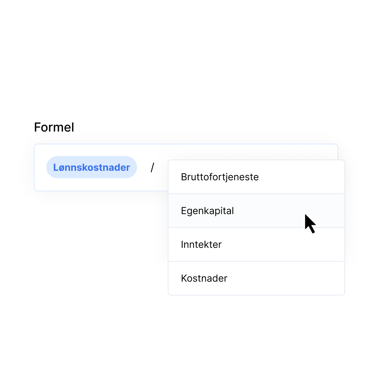 Nøkkeltall i Bård styreportal - egendefinert formel