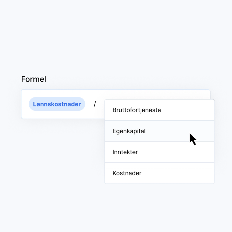 Nøkkeltall i Bård styreportal - egendefinert formel