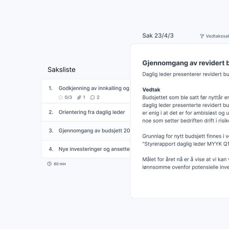 Sak og saksliste i Bård grafikk